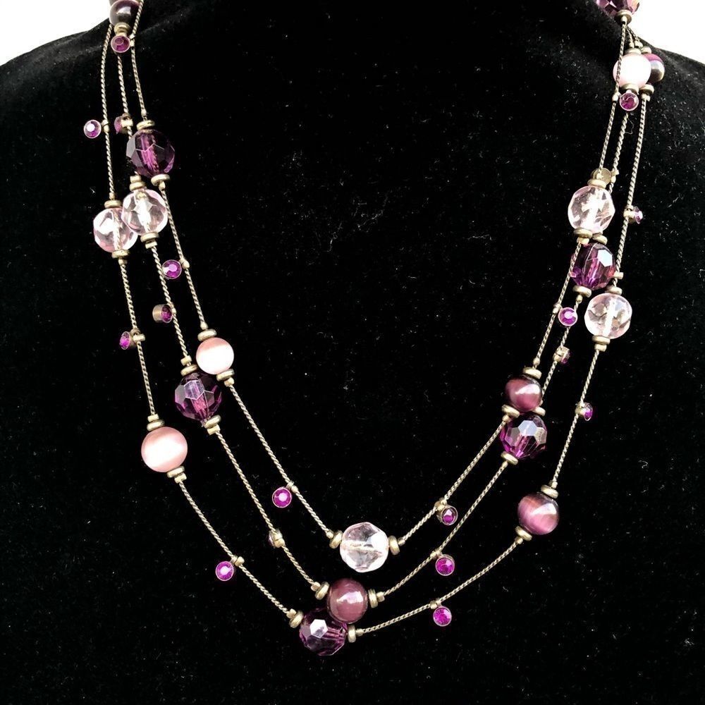 Purple lavender beaded necklace 